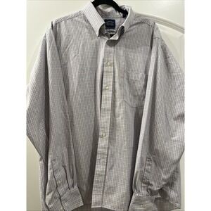 Eagle Shirtmakers Plaid Men's Dress Shirt 17.5 36/37 100% Cotton Non-Iron